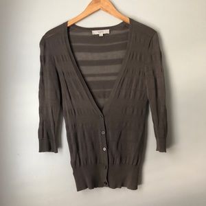 LOFT Taupe Sheer Cardigan